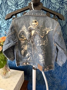 Disney Blue Denim Jacket with Jack Skellington Back Art